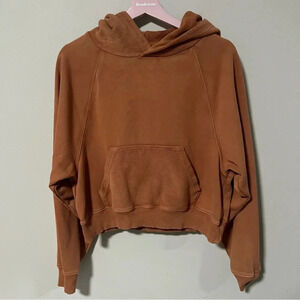 Aerie Cropped Pullover Hoodie Burnt Orange Size Small